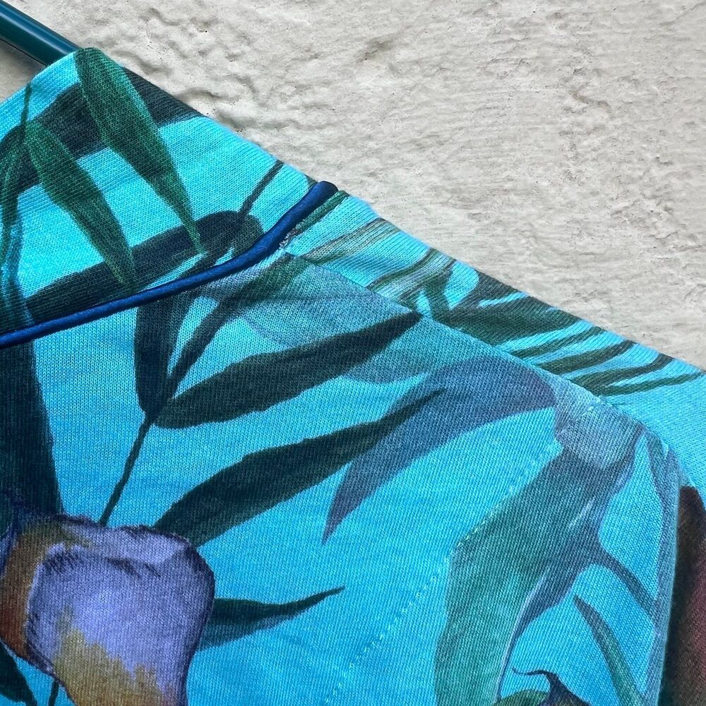Johnny Was "Taina" Tropical Print Cotton Modal Sleep Robe - Size XL - Picture 8 of 9